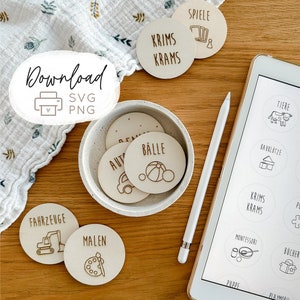 Laser file • 23 toy storage signs / Trofast signs • Download as SVG & PNG