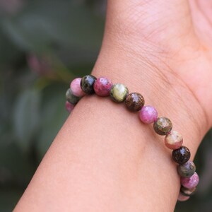 Handmade Tourmaline gemstone 8mm bracelet stone wristband Natural stone bracelet beaded bracelet healing stone image 5