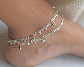 Straight ankle chain sterling silver indian jewellery