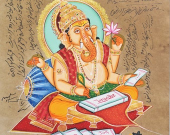 Handmade lord Ganesha the elephant god stamp painting-ganesha painting-handmade