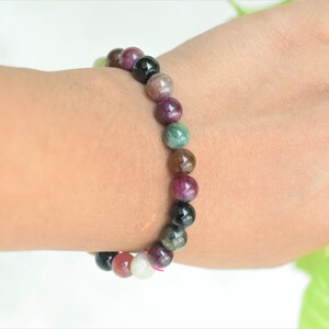 Handmade Tourmaline gemstone 8mm bracelet stone wristband Natural stone bracelet beaded bracelet healing stone image 3