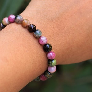 Handmade Tourmaline gemstone 8mm bracelet stone wristband Natural stone bracelet beaded bracelet healing stone image 4