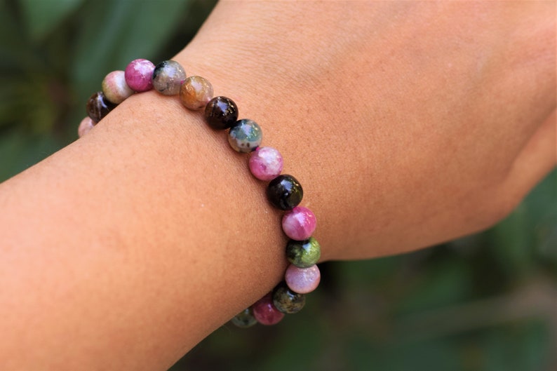 Handmade Tourmaline gemstone 8mm bracelet stone wristband Natural stone bracelet beaded bracelet healing stone image 4