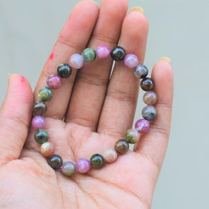 Handmade Tourmaline gemstone 8mm bracelet stone wristband Natural stone bracelet beaded bracelet healing stone image 2