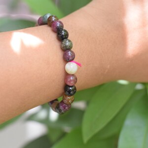 Handmade Tourmaline gemstone 8mm bracelet stone wristband Natural stone bracelet beaded bracelet healing stone image 1