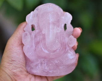 Home decor statue Rose Quartz Ganesha stone  Figure good luck charm home decor showpiece