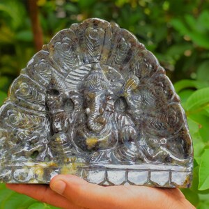 Statue ganesha Labradorite ganesha statue black stone figurine ganesha home decor