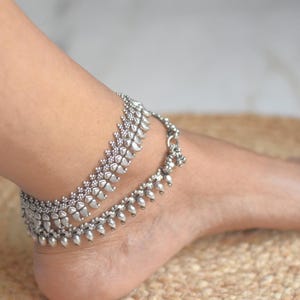 Silver anklets indian design anklets silver jewellery indian wear birthday day gift