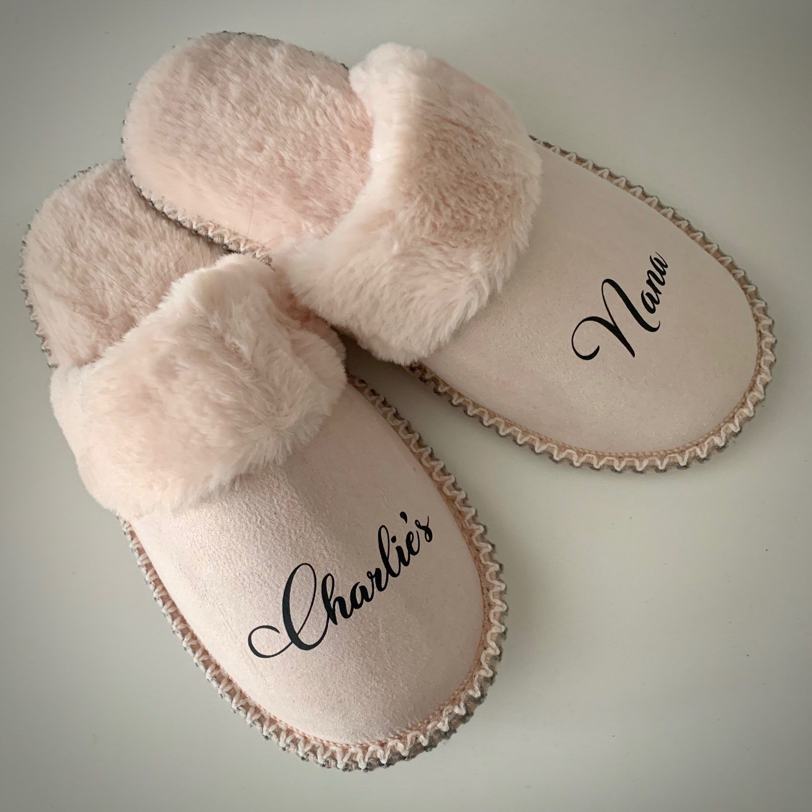 Personalised Slippers cosy grey comfy Slip on slippers Nana Etsy