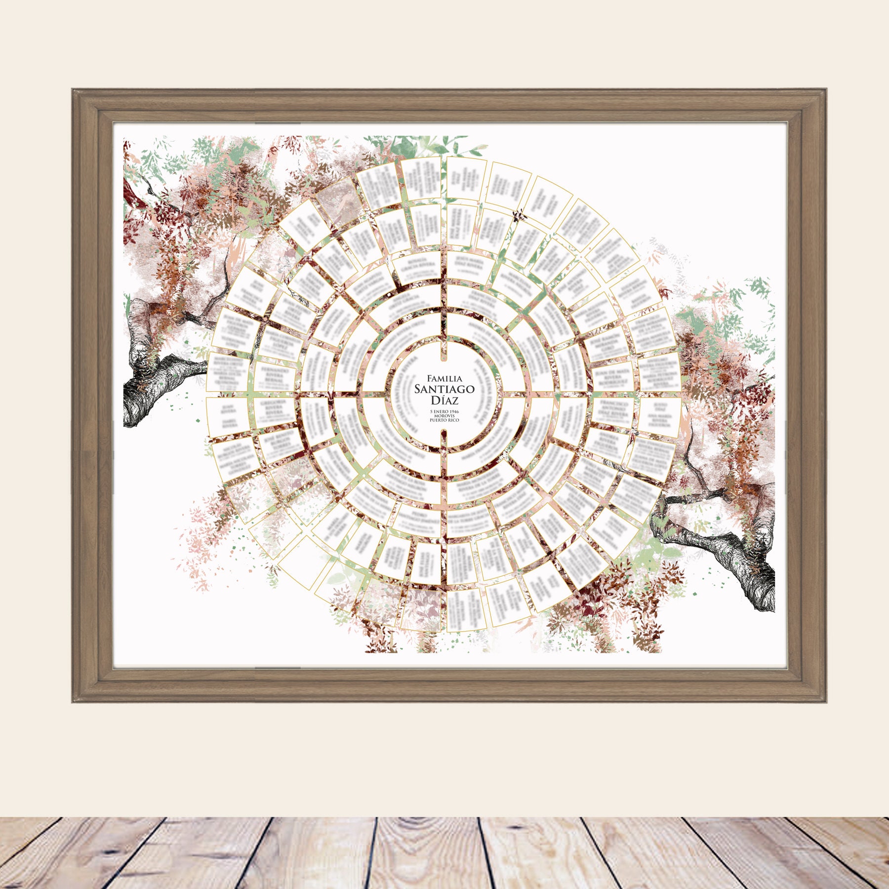 6 Generation Family Tree. Round Family Tree Template. | Etsy