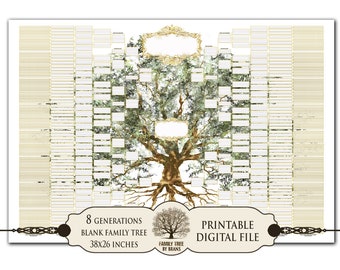 Fillable Family Tree 8 Generation. Easy Add Your Family Names. - Etsy