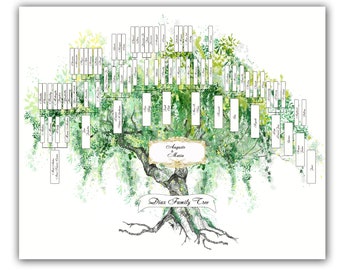 Descendant family tree. Printable gift for grandparents. Children and grandchildren family tree.