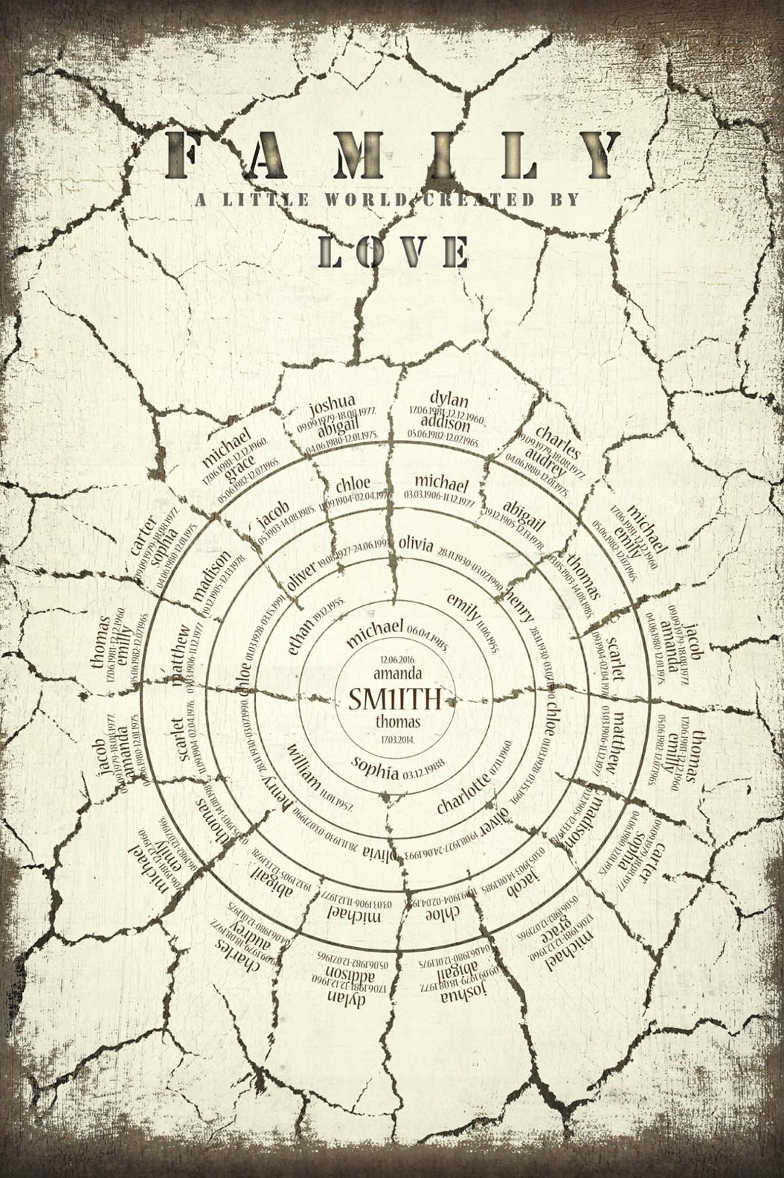 Cracked Ground Family Tree Rustic Design Family Tree - Etsy