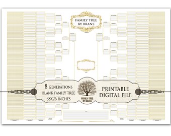 Large 8-9 Generations Family Tree Printable Digital File | Etsy