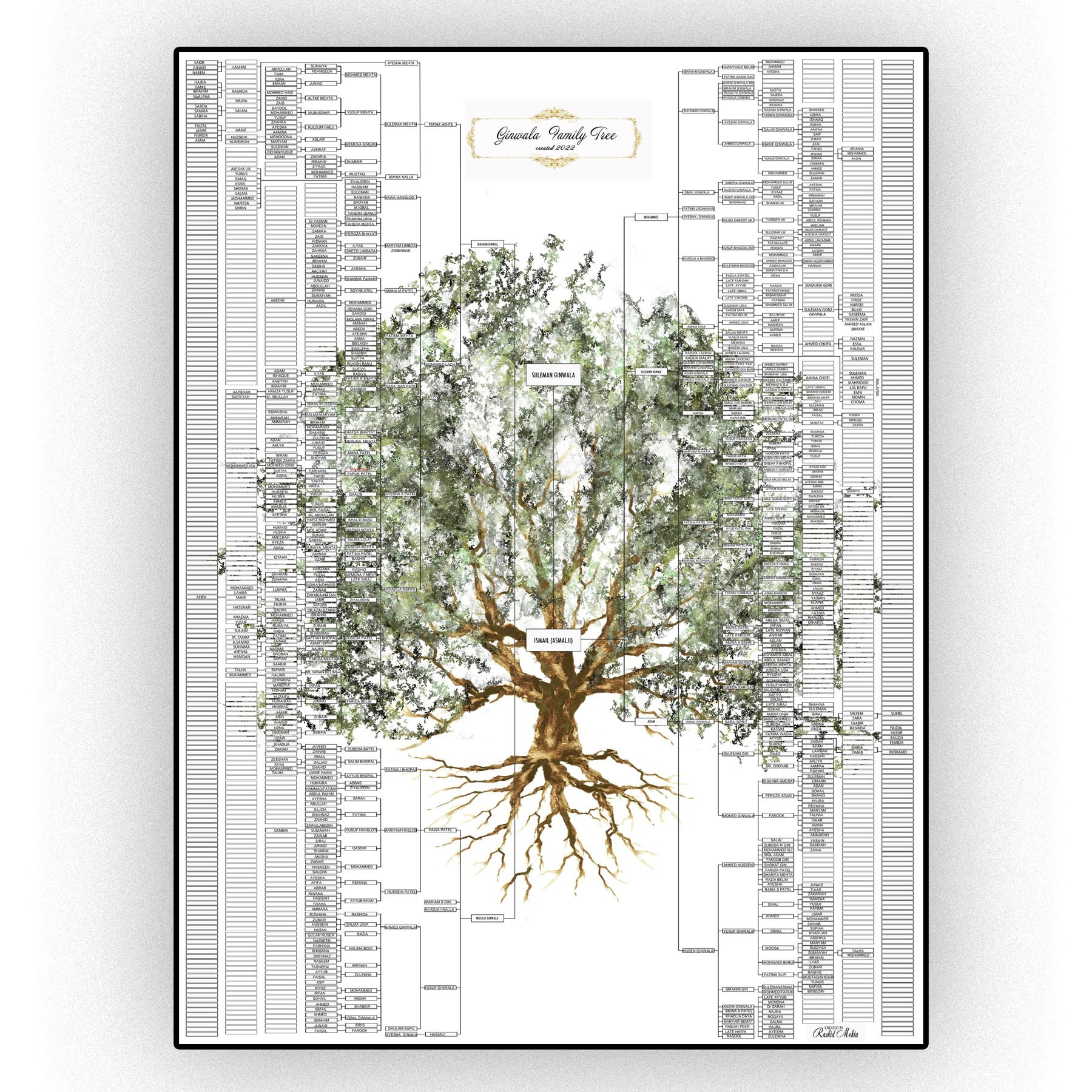 Premium Large Family Tree Reduced to the Compact Standard Etsy