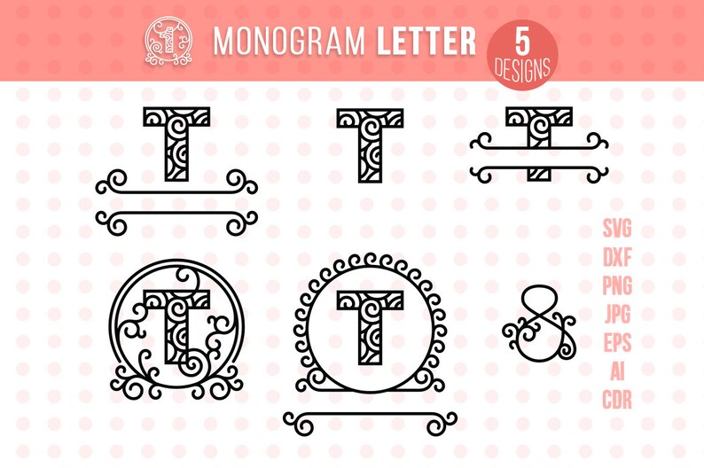 Download Scrapbooking Kits How To Monogram Letter T Svg Ornamental Swirl Design Vector Files For Silhouette Cameo Files For Cricut Set Of 5 Design Variations Vinyl Cut