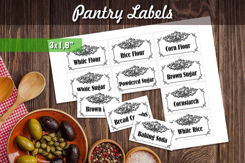 Black &amp; White Printable Vintage Pantry Labels Mason Jar | Etsy