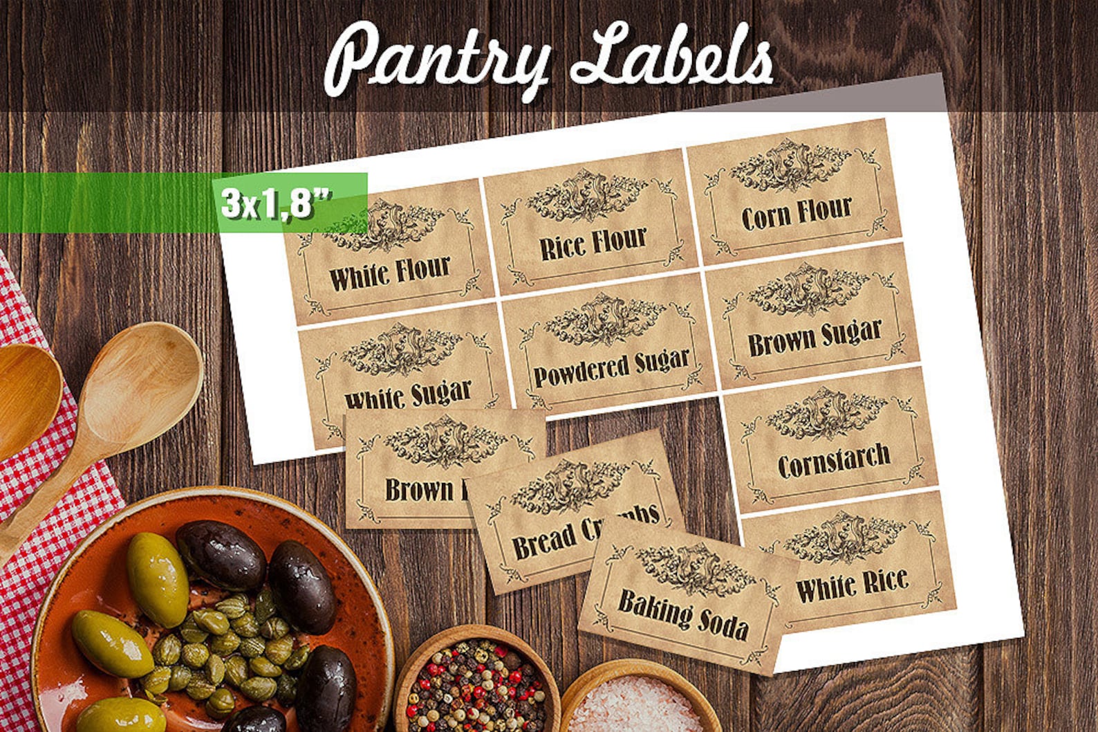 Printable Vintage Pantry Labels Mason Jar Labels Printable - Etsy