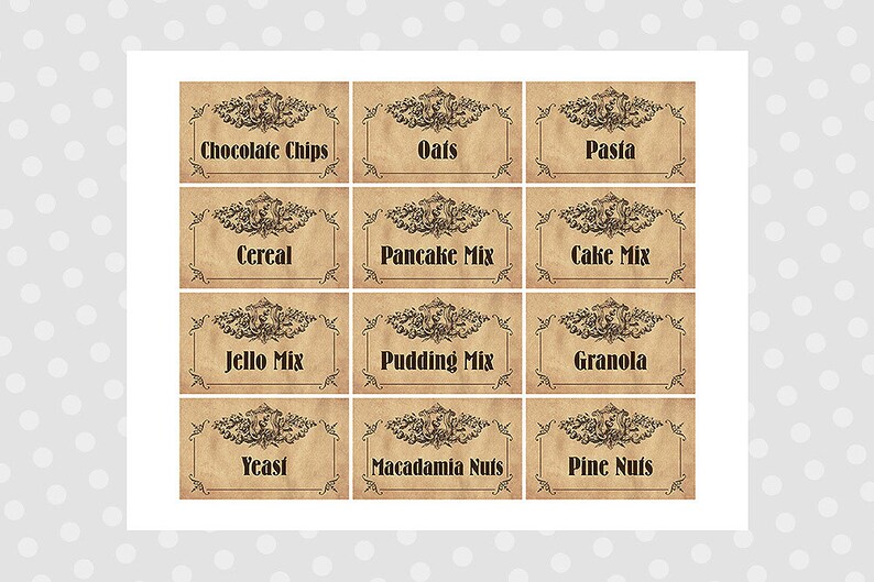 Printable Vintage Pantry Labels Mason Jar Labels Printable - Etsy
