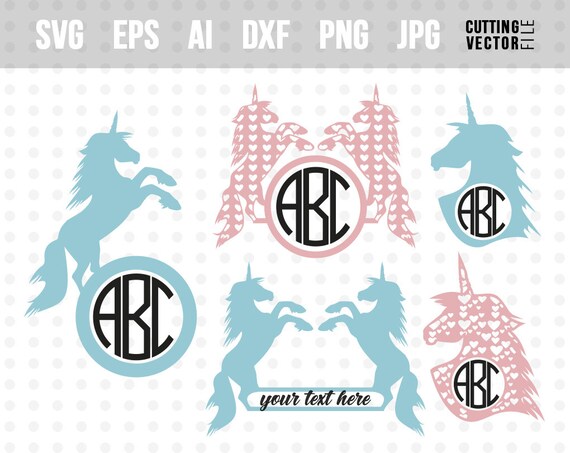 Download Unicorn Monogram Svg Unicorn Clipart Unicorn Cutting Files Etsy