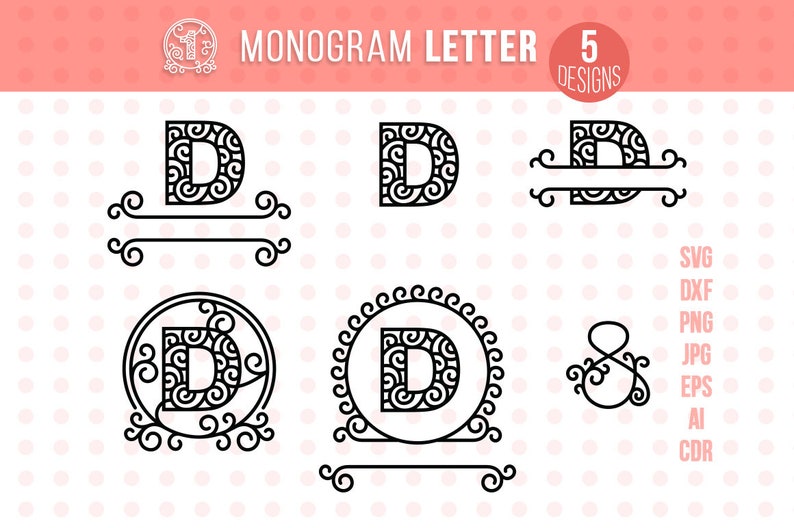Download Set Of 5 Design Variations Ornamental Swirl Design Vinyl Cut Monogram Letter D Svg Files For Cricut Vector Files For Silhouette Cameo Paper Party Kids Craft Supplies Tools