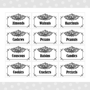 Black &amp; White Printable Vintage Pantry Labels, Mason Jar Printable ...