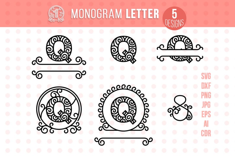 Download Ornamental Swirl Design Vector Files For Silhouette Cameo Files For Cricut Monogram Letter Q Svg Vinyl Cut Set Of 5 Design Variations Kits Papercraft 330 Co Il