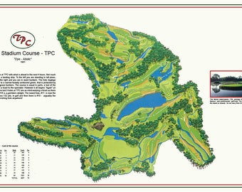 Golf Course Map Tpc Sawgrass - Etsy