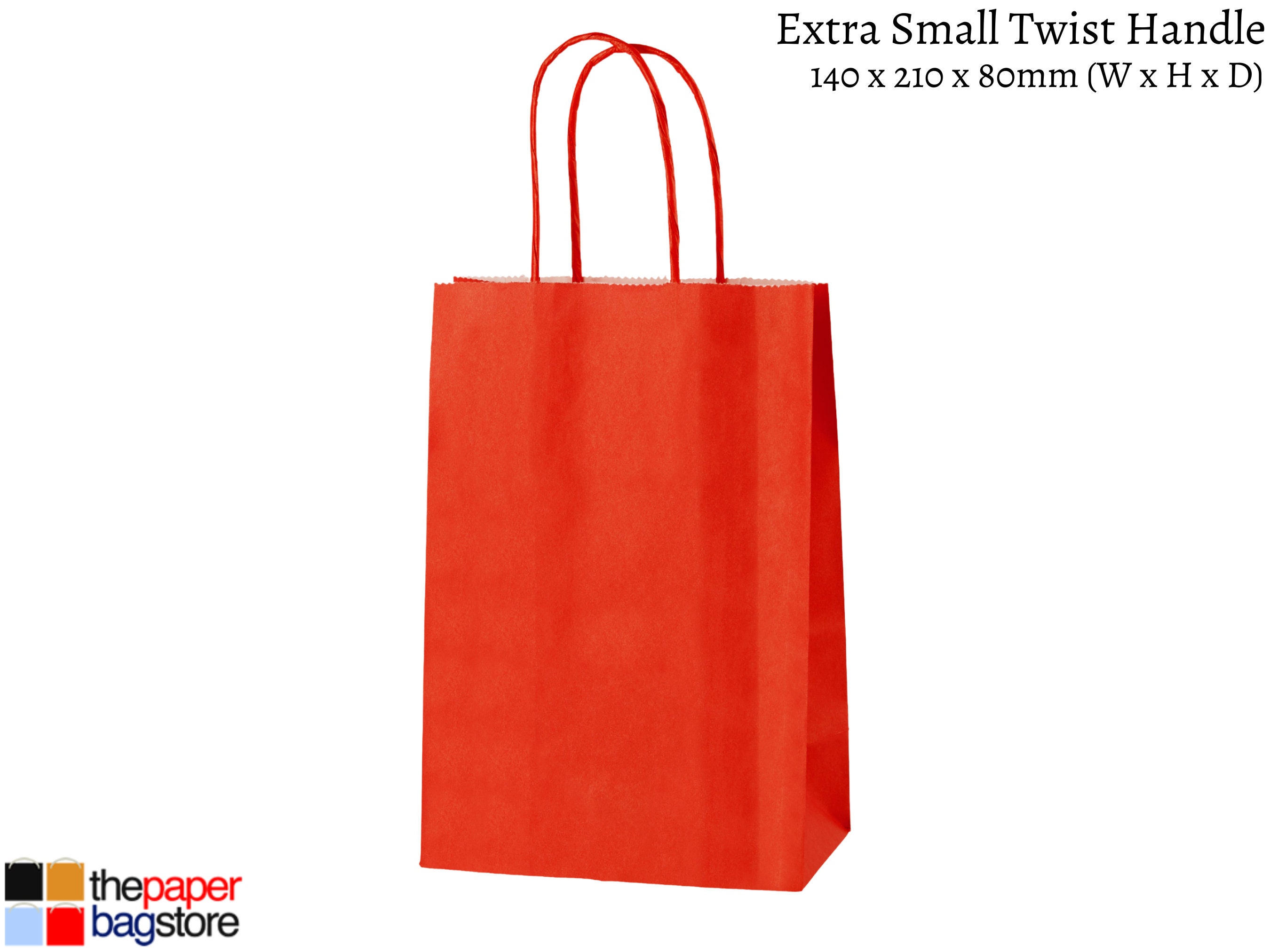 Pack Of 25 Small Green Paper Gift Bag With Paper Twisted Handles