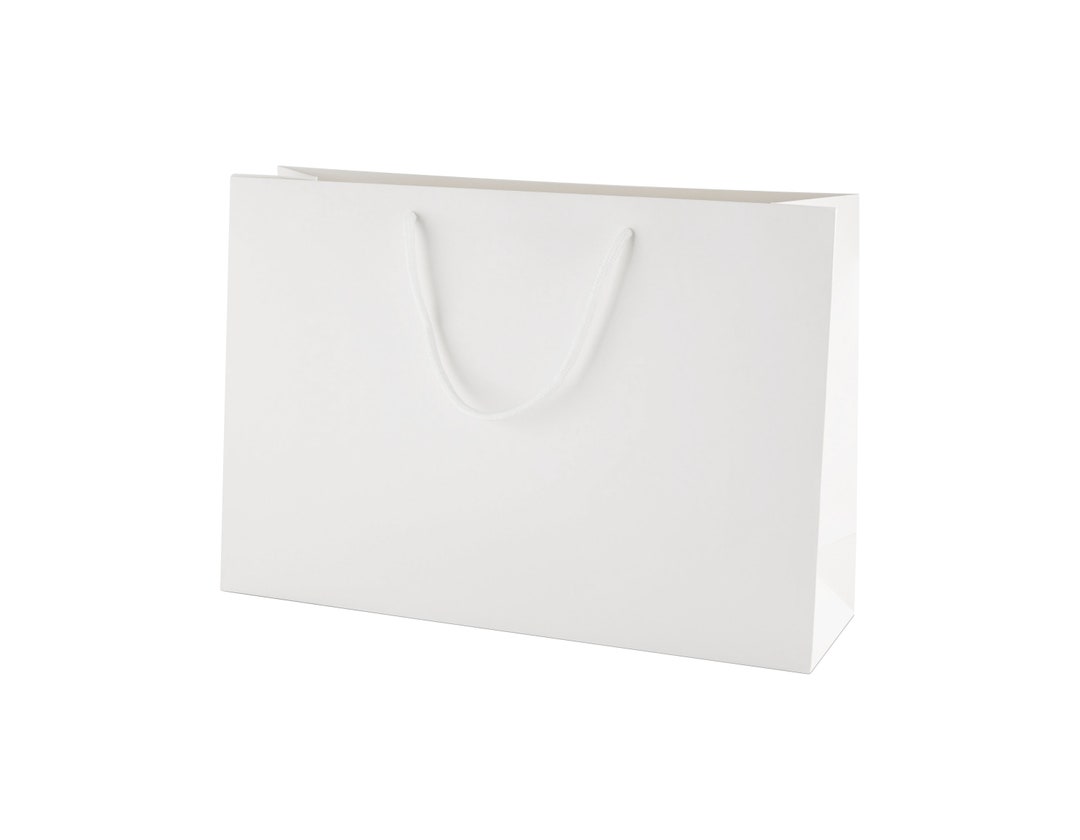 5 White Matt Laminated Boutique Gift Bags With Matching Rope - Etsy UK