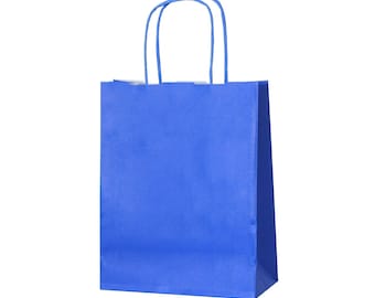 15 Blue Small Paper Party Gift Bags With Twist Handles 18x22x8cm