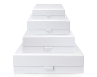 White Magnetic Gift Box, Luxury Flat Pack Gift Box for Weddings, Bridesmaid Proposals and Corporate Gifts, 4 Sizes
