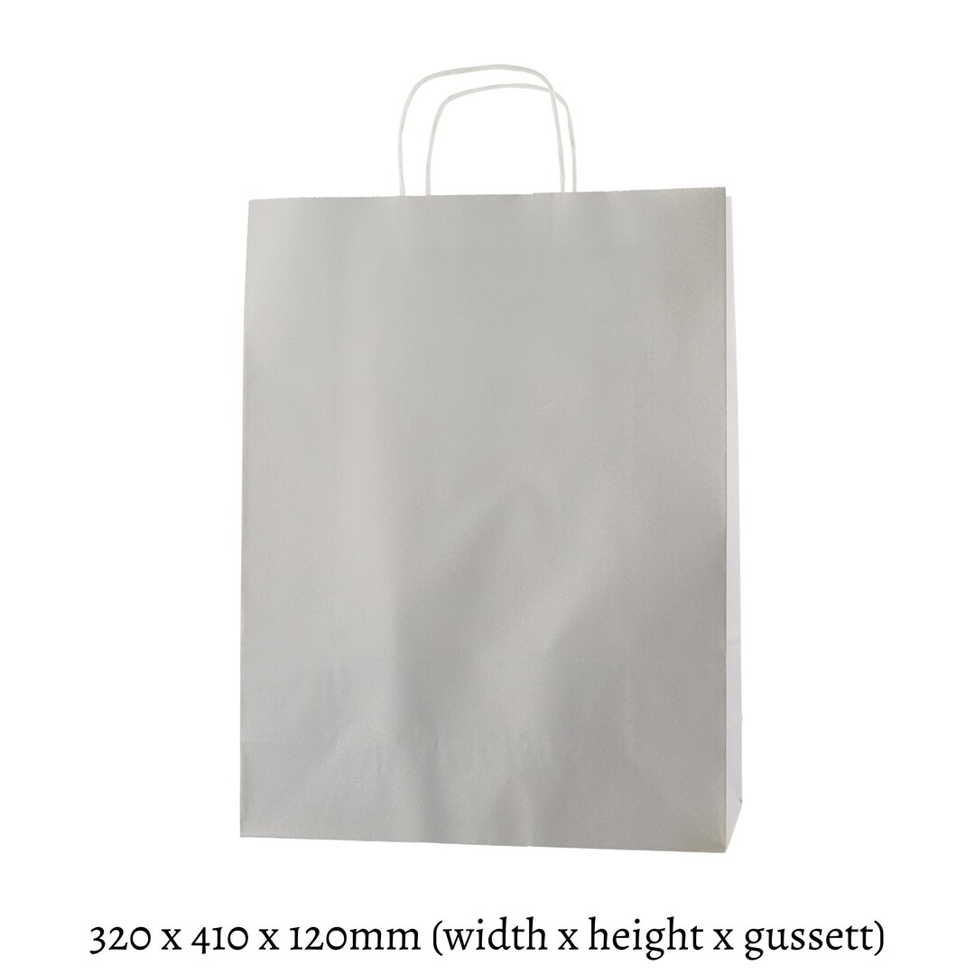 Large Light Grey Paper Bag With Twisted Handles Size Large 32x41x12cm