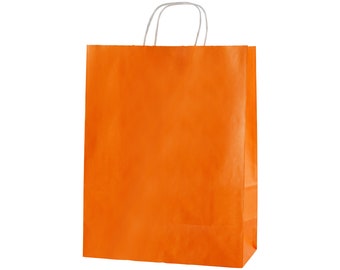 20 Orange Twist Handle Paper Carrier Bags - Size Medium 25x31x11cm