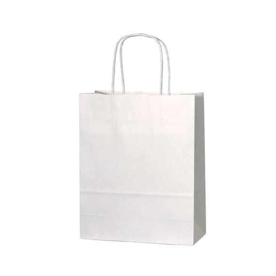 15 White Paper Party Gift Bags With Twist Handles Size: Small 18x22x8cm  Paper Party Bags Paper Party Favour Bags Birthday Favour Bags 