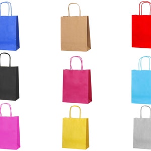 Small Colour Paper Party Gift Bags with Twist Handles for Parties, Weddings, Hen Nights, Size: 18x22x8cm's -Choose Your Colour And Quantity