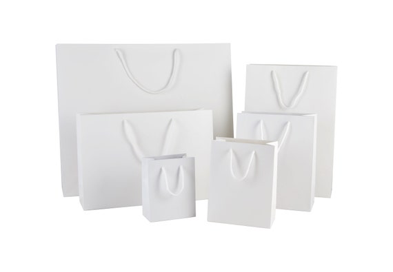 Luxury White Matt Boutique Gift Bags with Rope Handles – 7 Sizes Available | Perfect for Weddings, Birthdays, Events and Bridal Parties