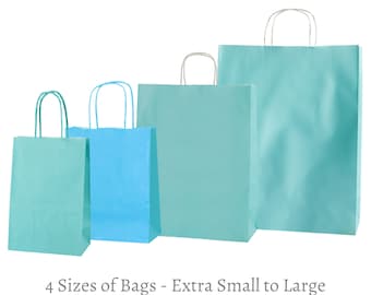 Light Blue Paper Bags with Handles – 6 Sizes | Eco-Friendly Gift and Birthday, Wedding and Party Favor Bags.
