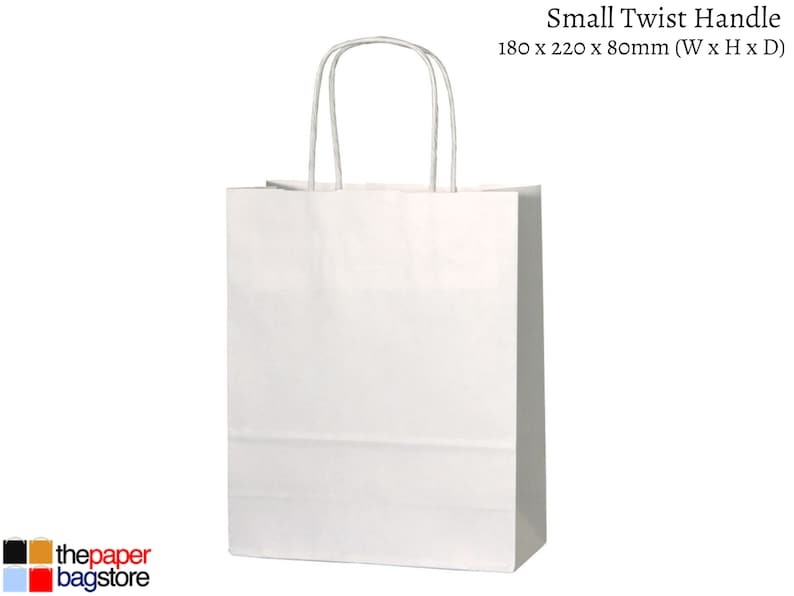 White paper twisted handle bags are perfect for any occasion! These are great for party bags, wedding favours, retail merchandise bags, and more. These paper party bags come in a variety of 6 sizes from Extra Small to XXL to carry all your gifts.