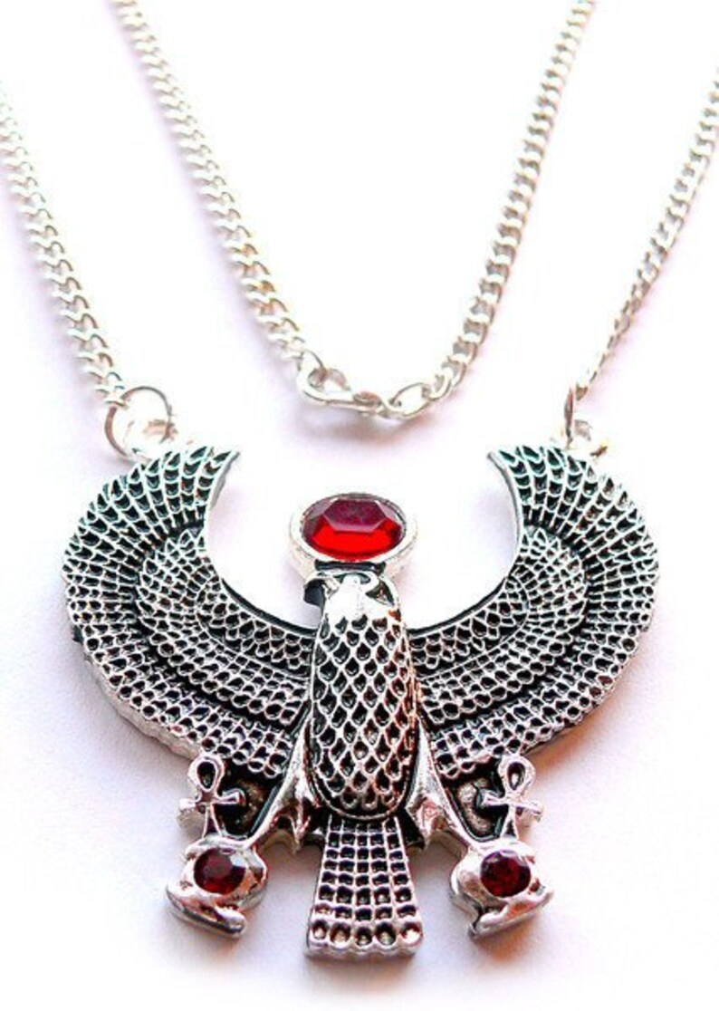 Collier SUN GOD RE Silver Plated With 3 Red Crystals and Chain Etsy
