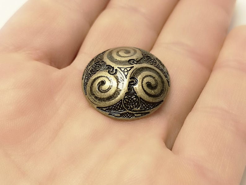 6 Buttons TRISKEL Old Brass Celtic Braiding Celtic Knot Sun Wheel Trachtenknopf Celtic Button Celtic Button Ancient Nordic Celtic