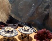 set of 2 porcelain candlestick white and blue porcelain candlestick home decor mantle decor small candle holders ceramic candlesticks