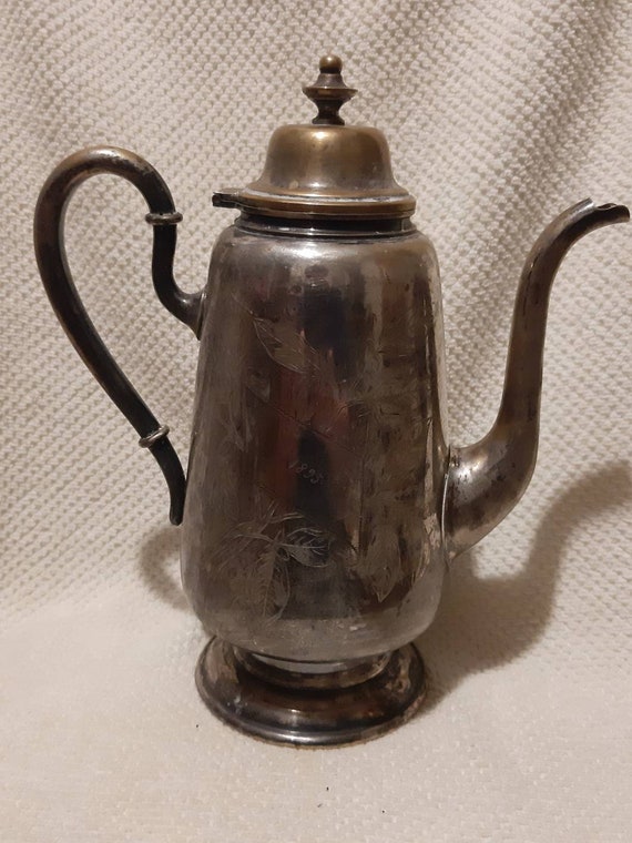 Théière/Cafetière Anglaise En Métal Argenté – Vintage