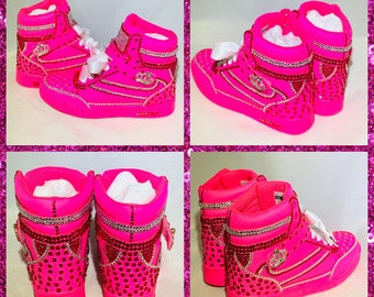 pink rhinestone sneakers