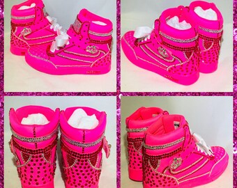 hot pink wedge sneakers
