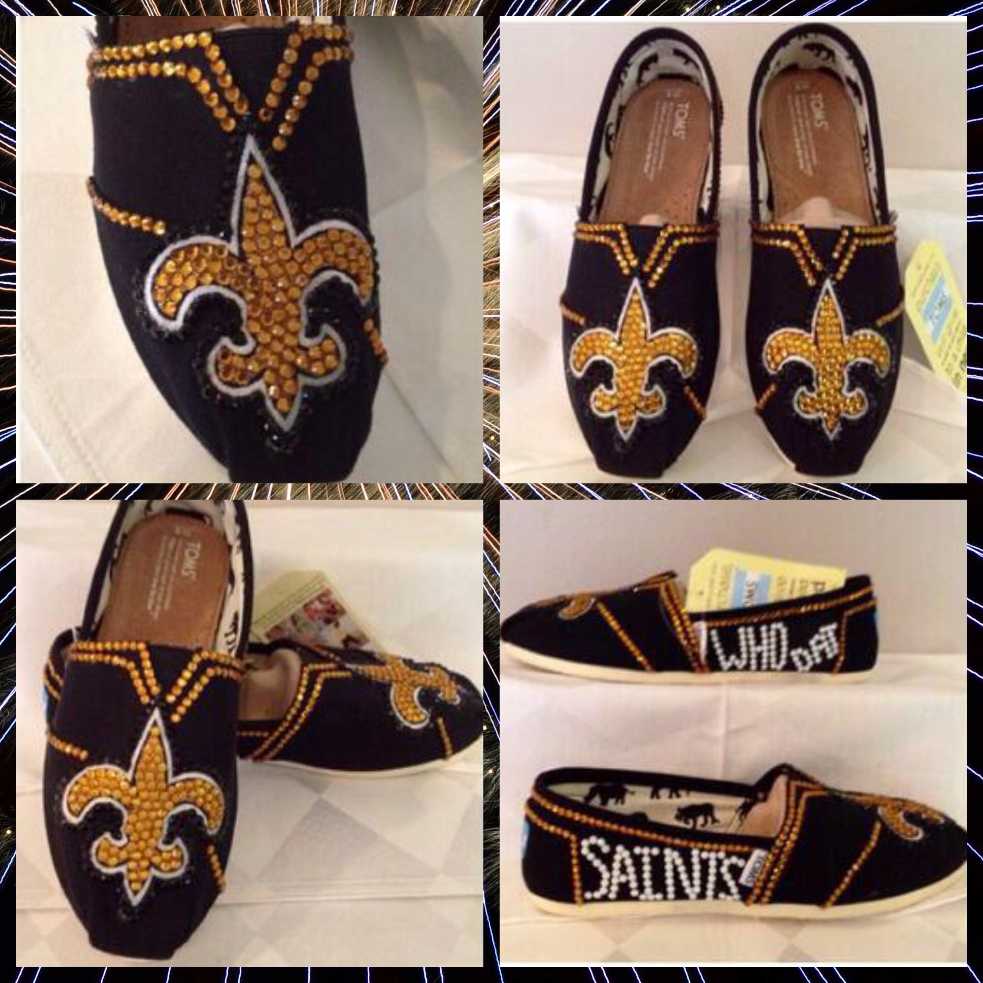 Handmade New Orleans Saints Womens TOMs Saints Custom Flats | Etsy