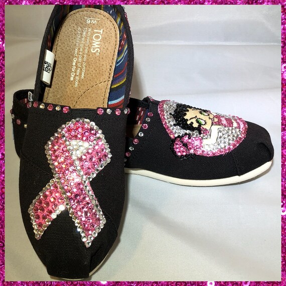 Handmade Breast Cancer Awareness Toms Shoes, Betty Boop Embroidery slip on shoes,Betty Boop Rhinestones espadrilles shoes, Cancer Survivor Handmade Breast Cancer Awareness Toms Shoes, Betty Boop Embroidery slip on shoes,Betty Boop Rhinestones espadrilles shoes, Cancer Survivor