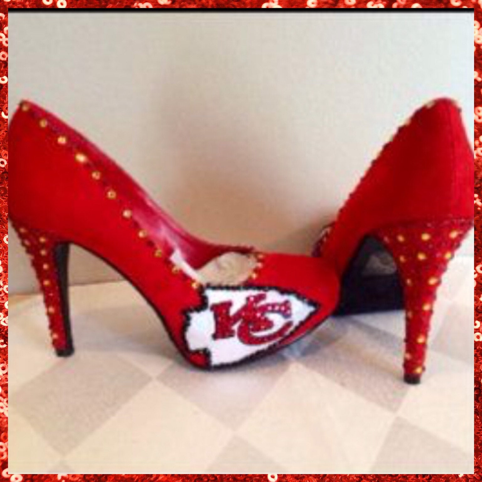 Handmade/Custom made Kansas City Chiefs heels/ Chiefs red | Etsy