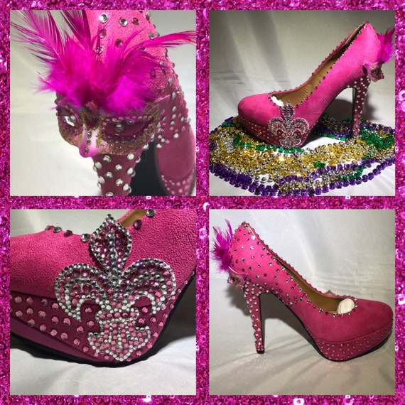 hot pink rhinestone heels
