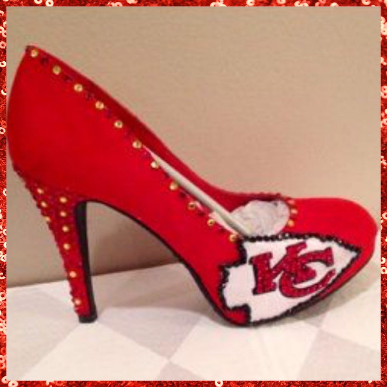 Handmade/Custom made Kansas City Chiefs heels/ Chiefs red | Etsy